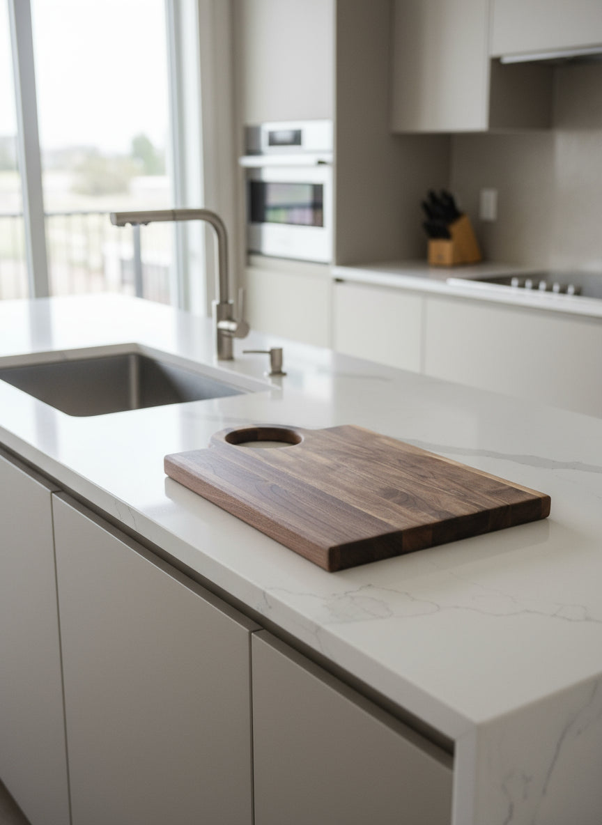 Engraved Black Walnut Cutting Board with Handle – Personalized Craftsmanship, Built to Serve