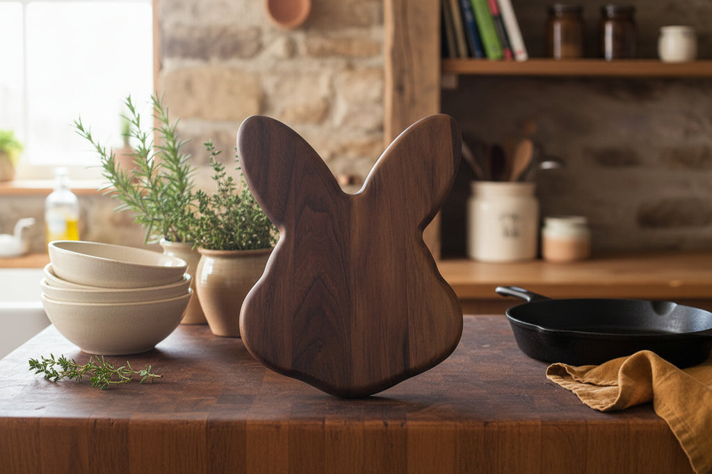 9" Black Walnut Unique Easter Bunny Board
