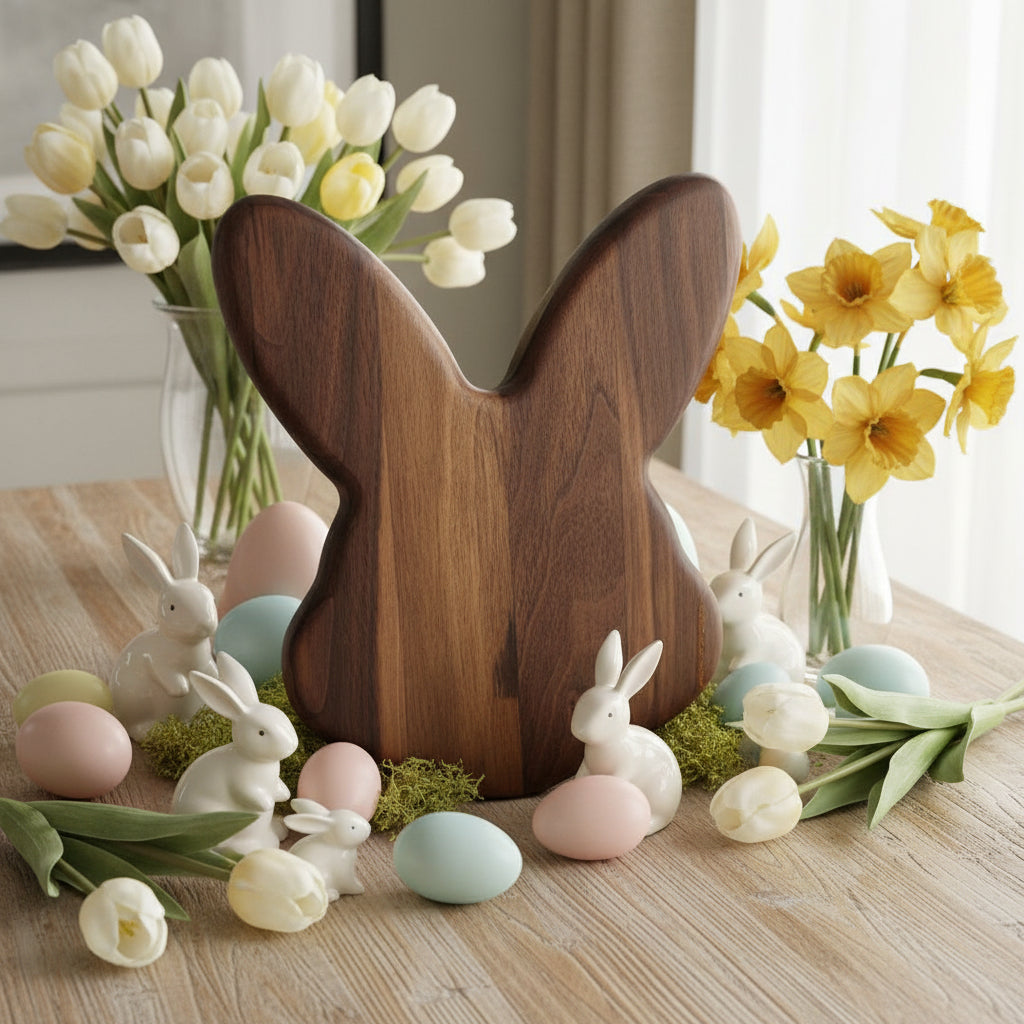 9" Black Walnut Unique Easter Bunny Board