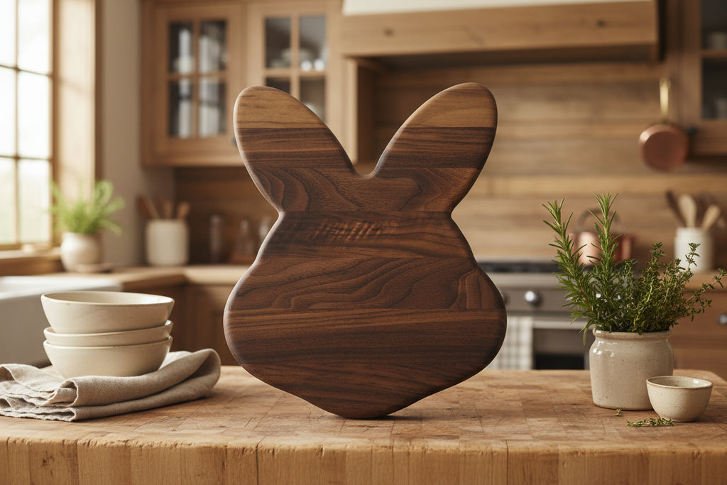 12" Black Walnut Unique Easter Bunny Board Handcrafted