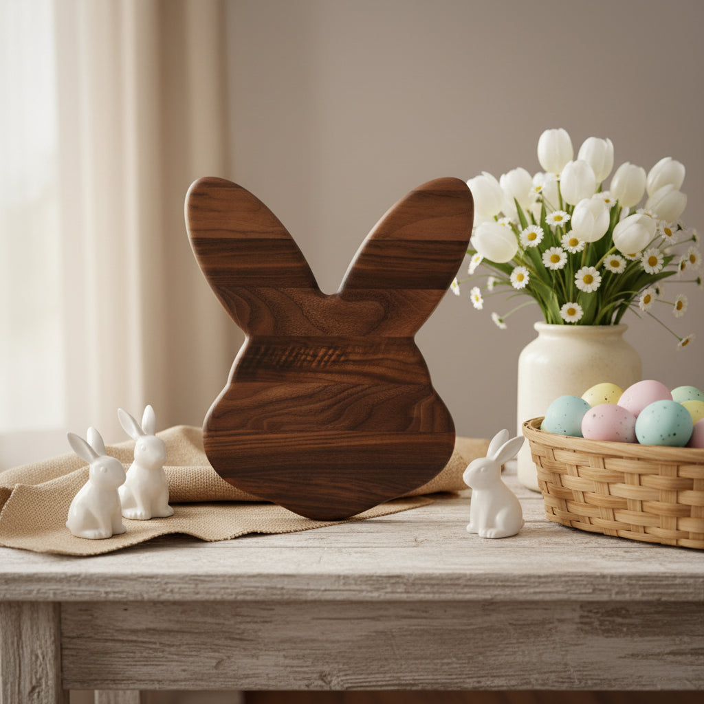 12" Black Walnut Unique Easter Bunny Board Handcrafted