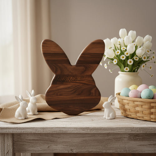 12" Black Walnut Unique Easter Bunny Board Handcrafted