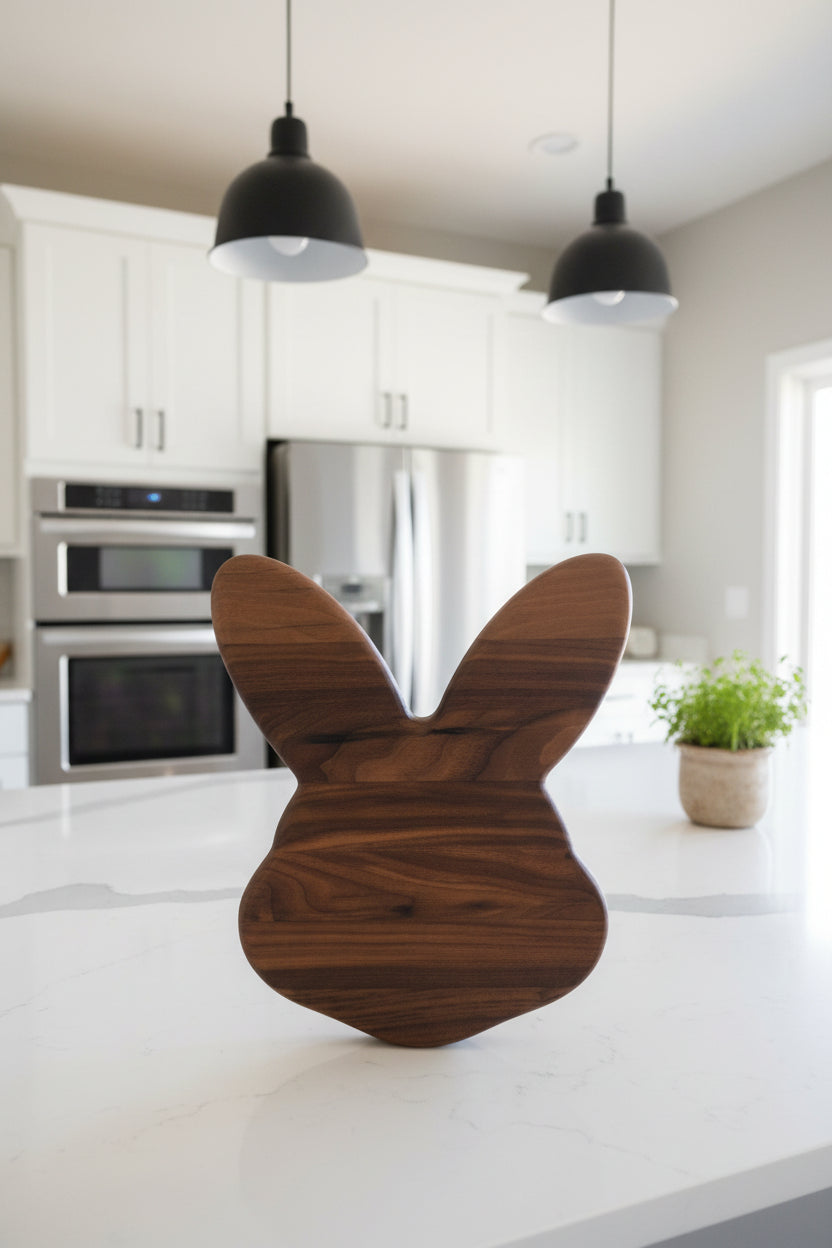 12" Black Walnut Unique Easter Bunny Board Handcrafted