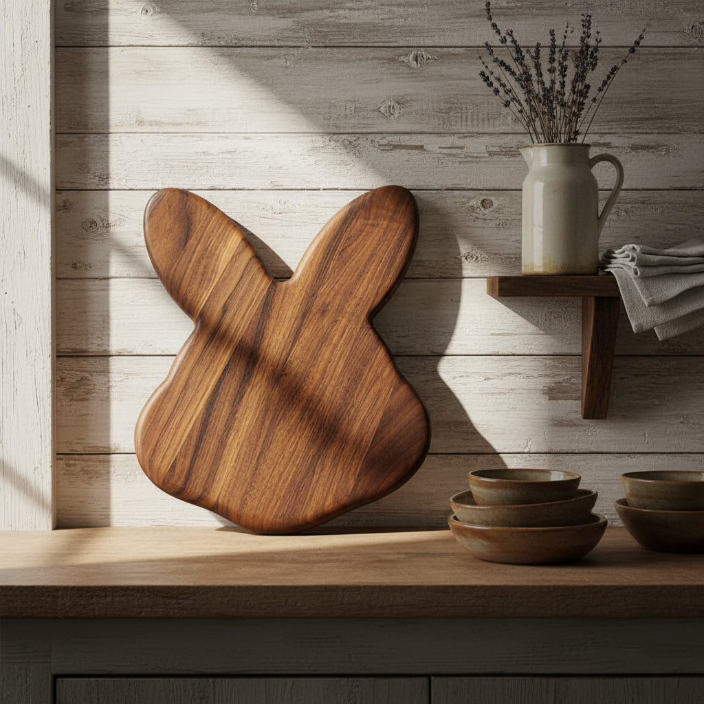 12" Black Walnut Cute Easter Bunny Board Handcrafted