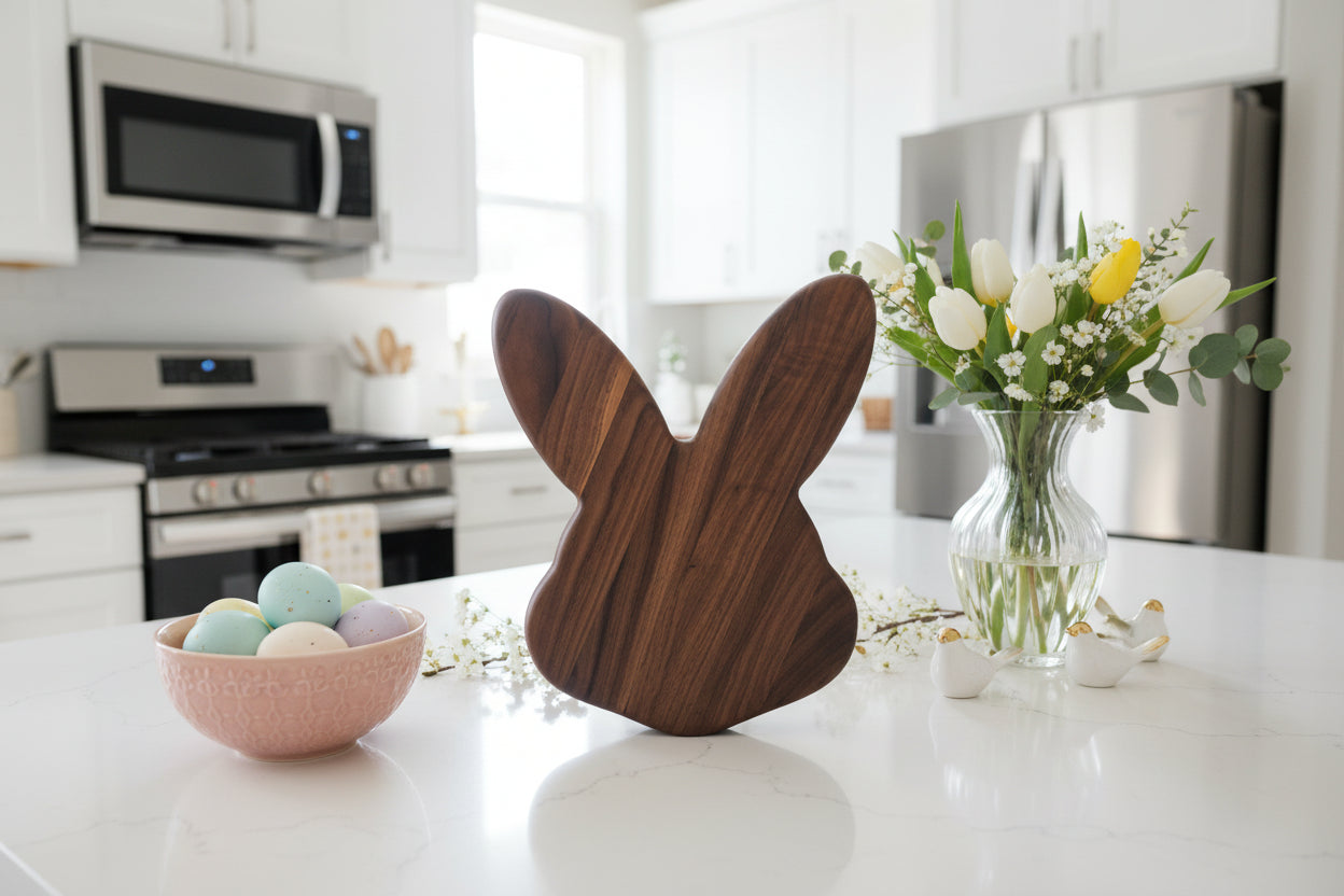 12" Black Walnut Cute Easter Bunny Board Handcrafted