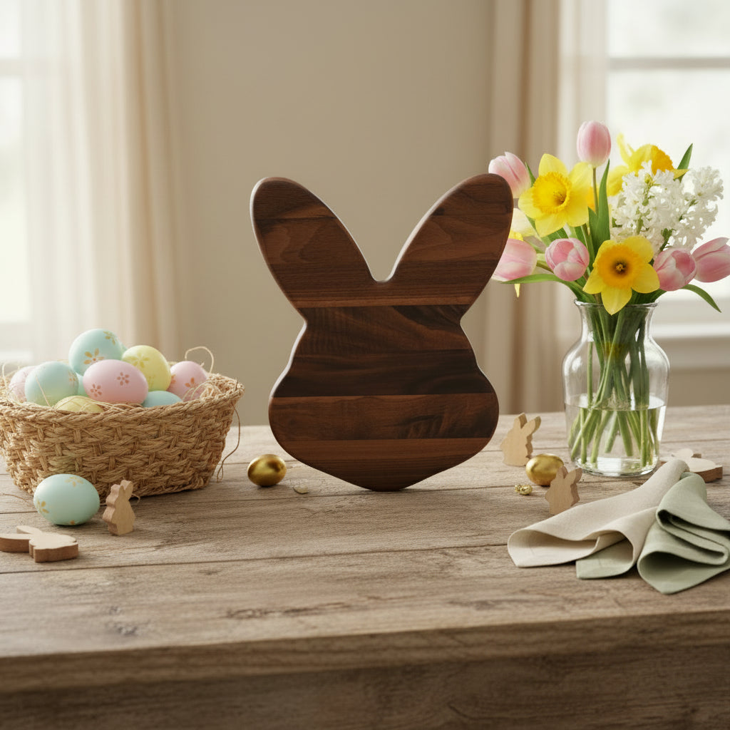 12" Black Walnut Easter Bunny Board Handcrafted