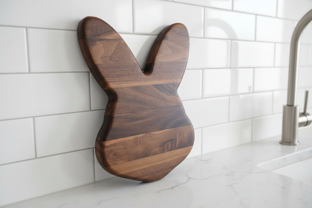 12" Black Walnut Easter Bunny Board Handcrafted