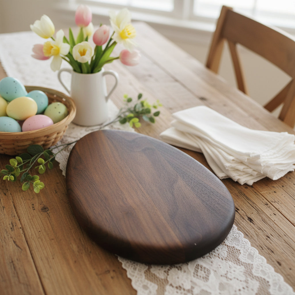 9" Black Walnut Cute Easter Egg Board
