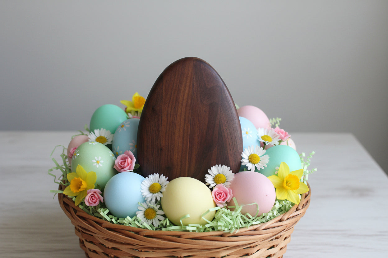 9" Black Walnut Cute Easter Egg Board