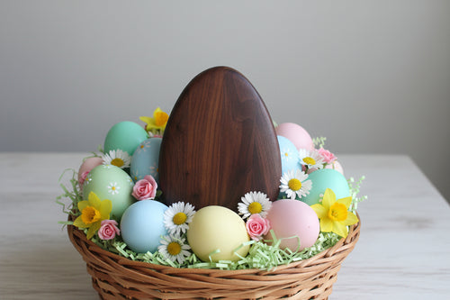 9" Black Walnut Cute Easter Egg Board
