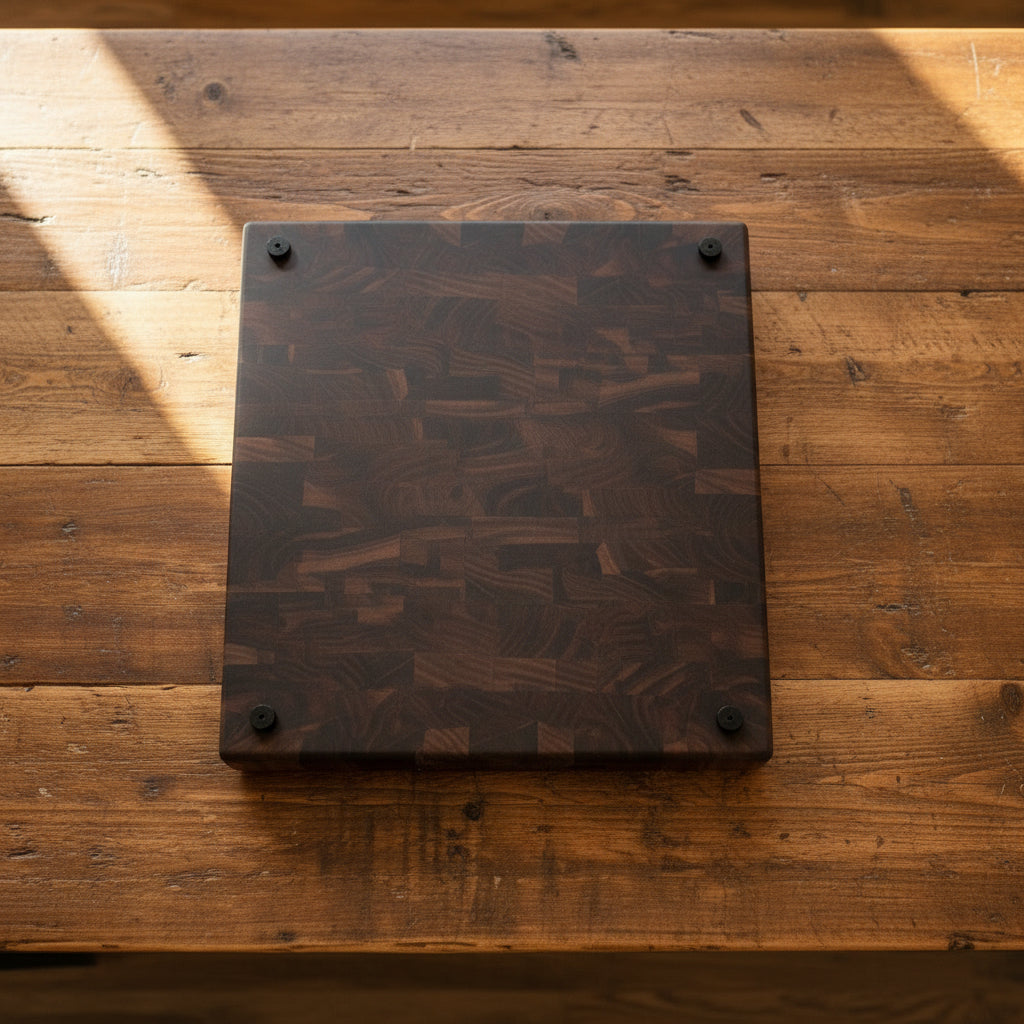 End Grain Black Walnut Cutting Board with rubber feet