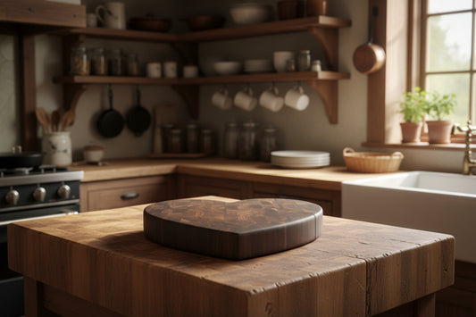 Black Walnut End Grain Heart‑Shaped Cutting Board – 12" x 1.5"