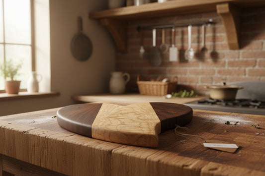 Curly Maple & Black Walnut Heart‑Shaped Cutting Board – 10" x 0.75"