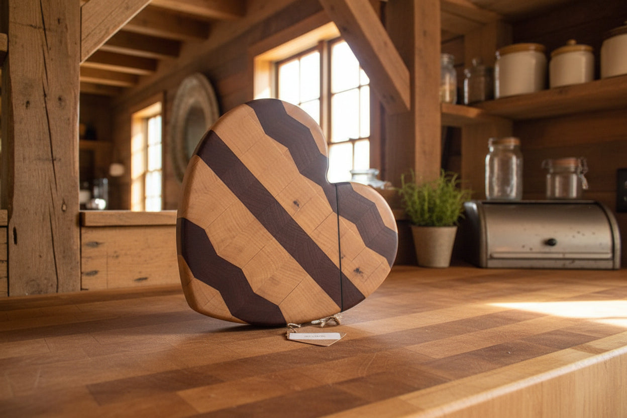 Handcrafted 8" End Grain Heart‑Shaped Charcuterie & Cutting Board