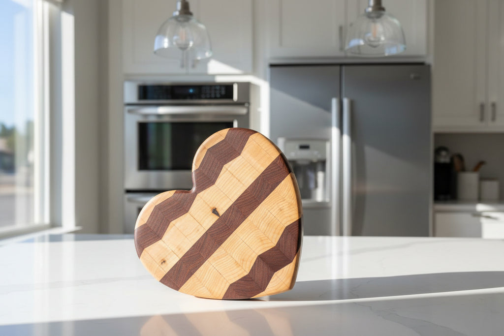 Handcrafted 8" End Grain Heart‑Shaped Charcuterie & Cutting Board