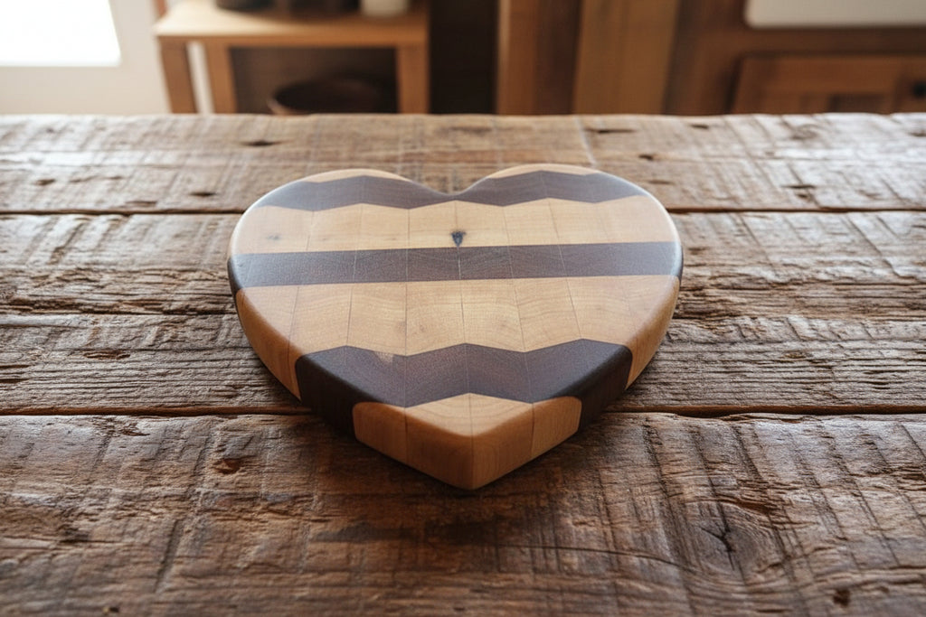 Handcrafted 8" End Grain Heart‑Shaped Charcuterie & Cutting Board