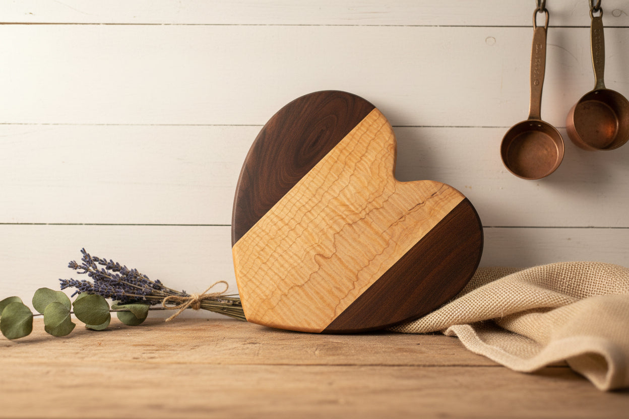 Handcrafted 8" Heart‑Shaped Charcuterie & Cutting Board
