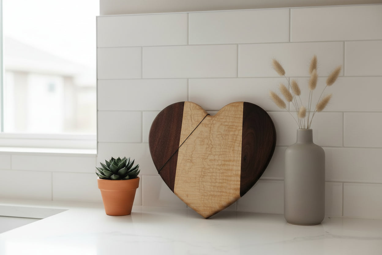 Handcrafted 8" Heart‑Shaped Charcuterie & Cutting Board