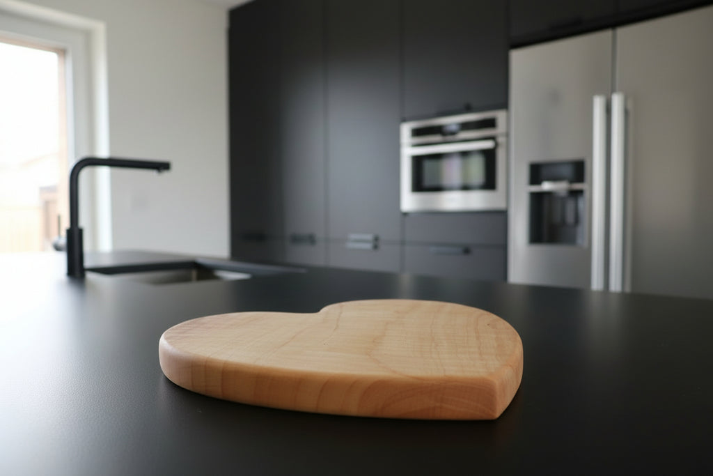 Handcrafted 8" Curly Maple Heart‑Shaped Charcuterie & Cutting Board