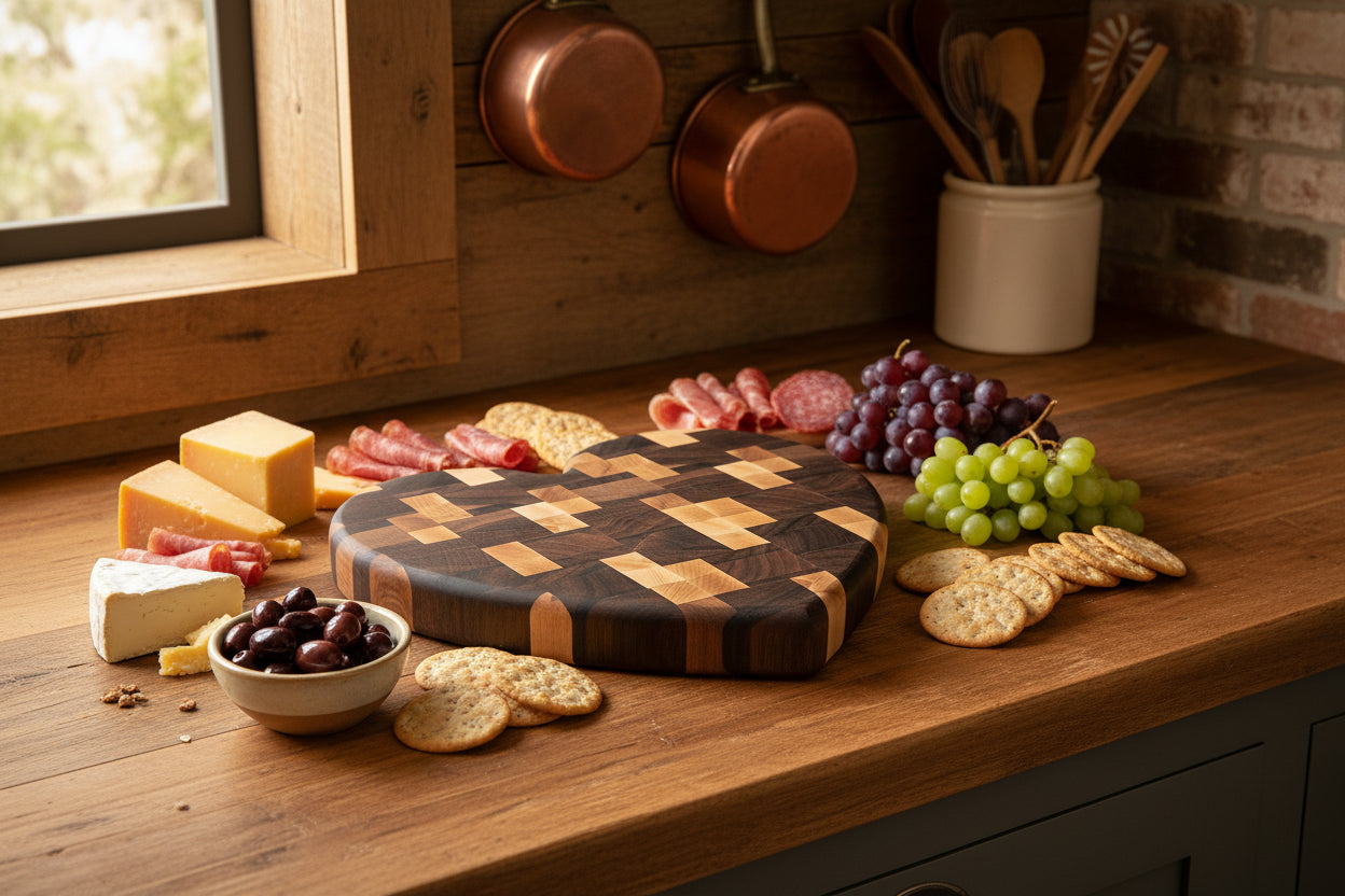 10" End Grain Heart Cutting Board