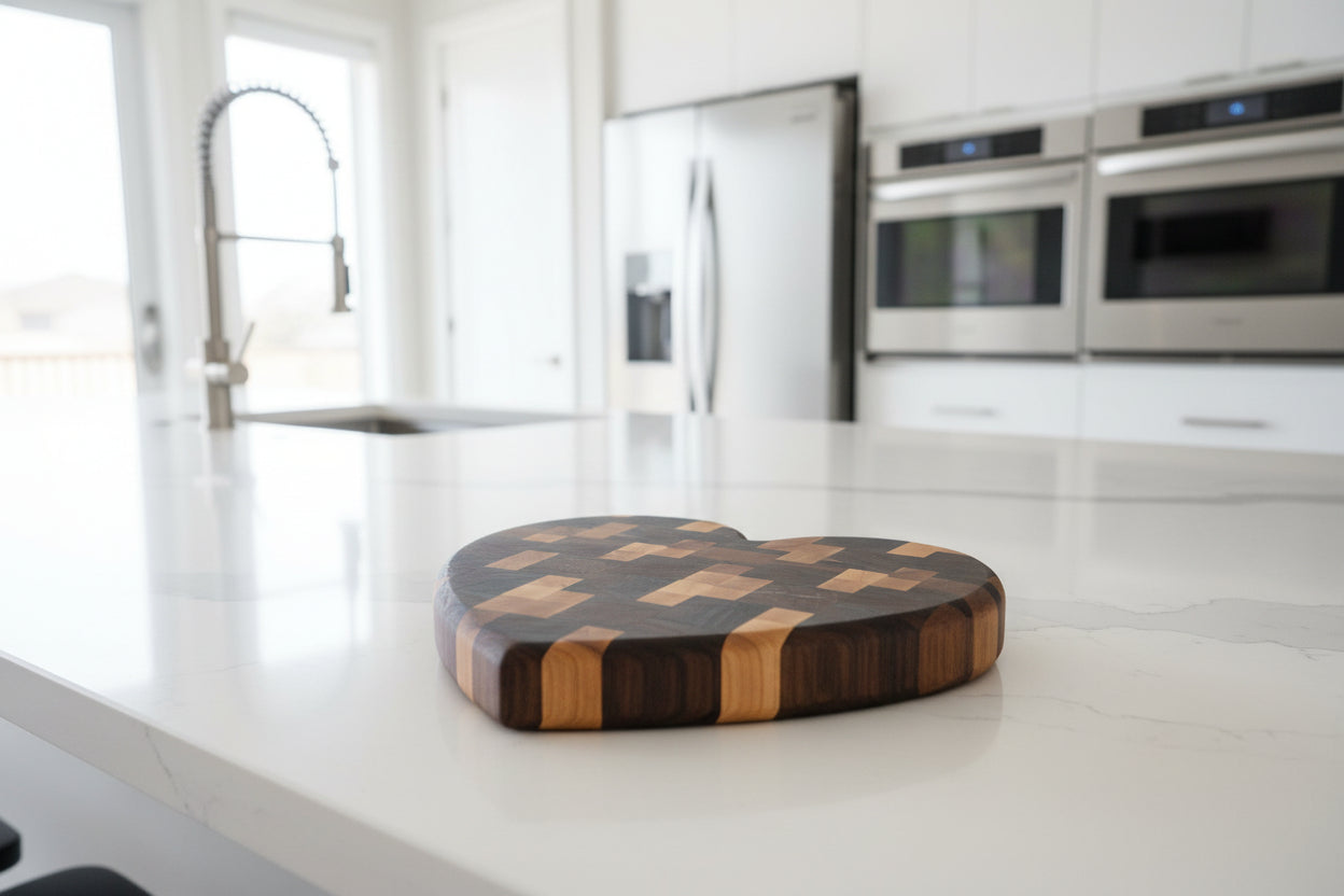 10" End Grain Heart Cutting Board