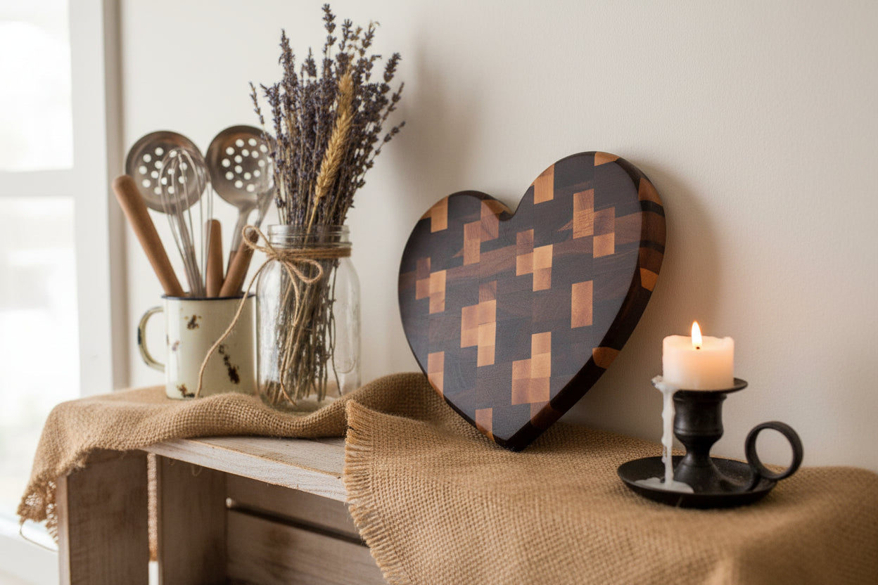 10" End Grain Heart Cutting Board