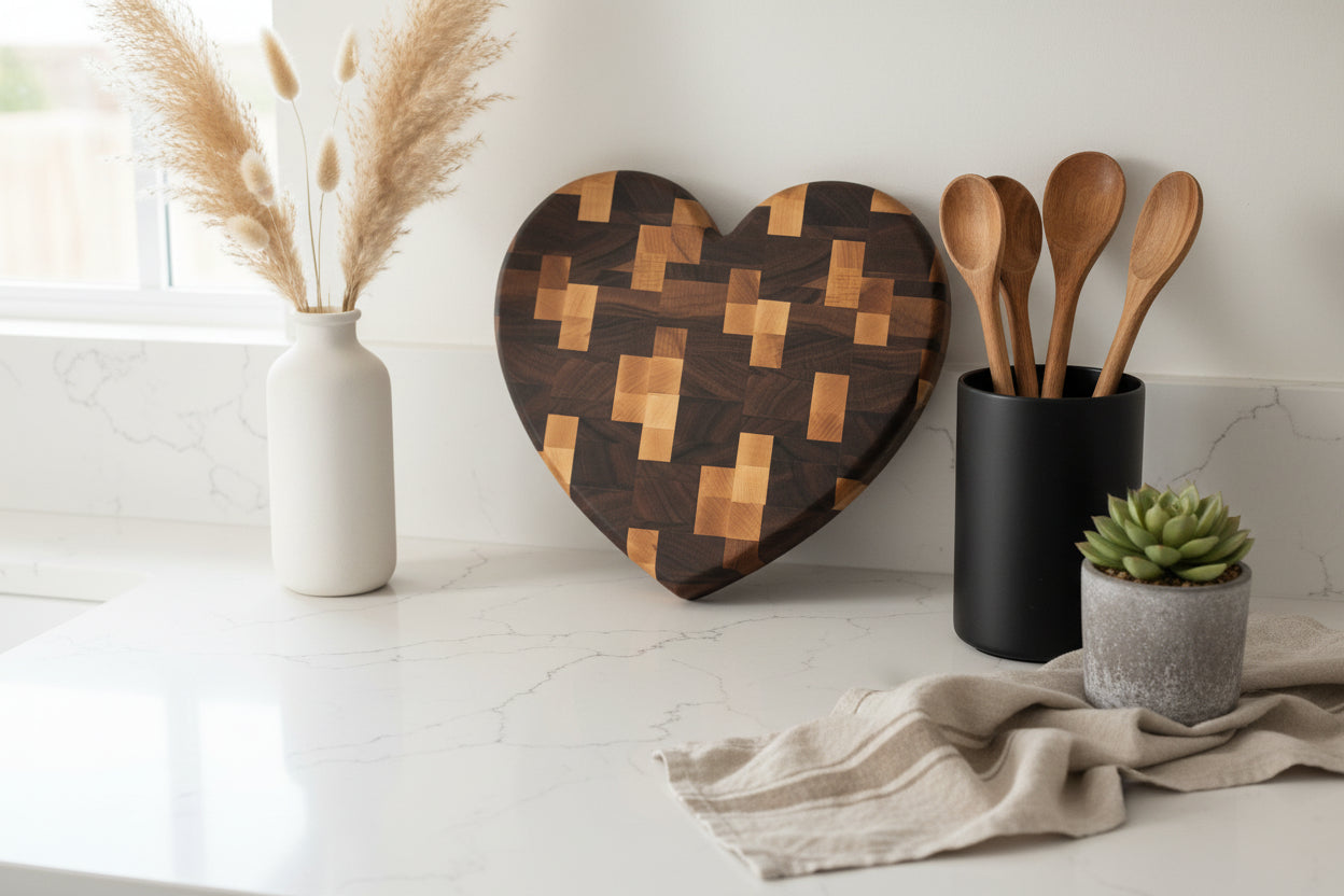 10" End Grain Heart Cutting Board