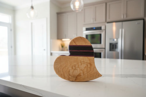 10" Curvy Heart‑Shaped Cutting Board — Curly Maple, Purpleheart & Wenge