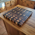 Handcrafted XL End Grain Cutting Board – 17.5" × 17.5" × 1.5" Walnut & Maple with Juice Groove + Rubber Feet