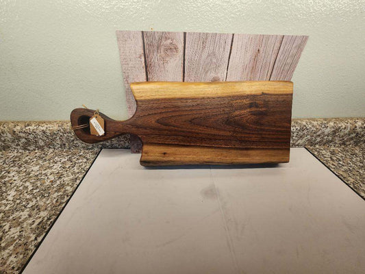 Live Edge Black Walnut Board with Handle – 8x19x1.75" | Rustic Elegance, Handled with Care