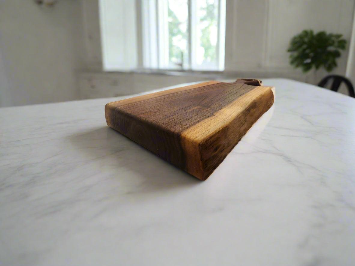 Live Edge Black Walnut Board with Handle – 8x19x1.75" | Rustic Elegance, Handled with Care