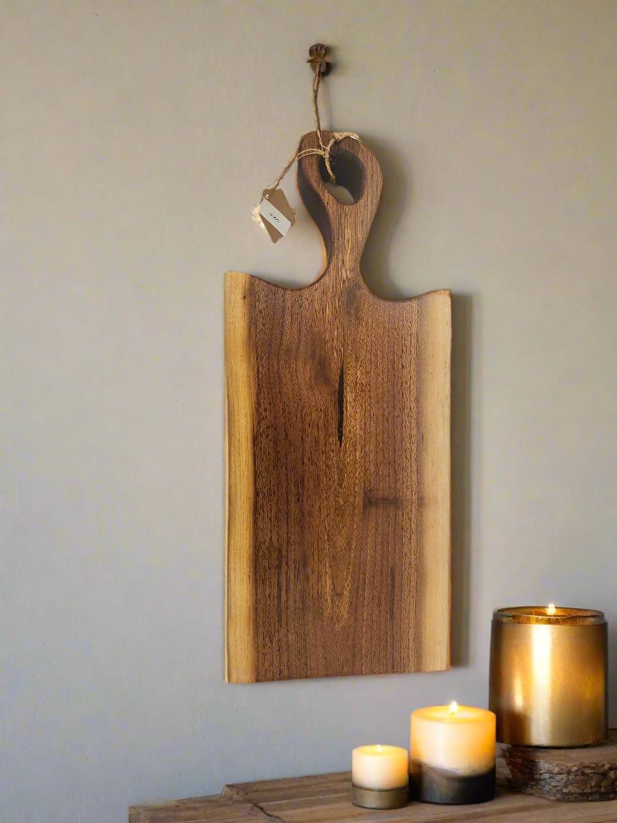 Live Edge Black Walnut Board with Handle – 8x19x1.75" | Rustic Elegance, Handled with Care