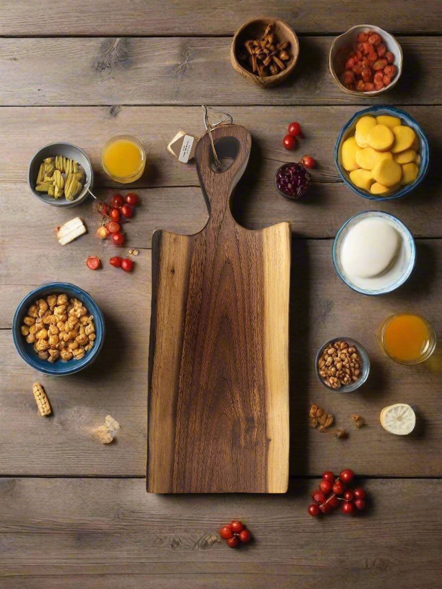 Live Edge Black Walnut Board with Handle – 8x19x1.75" | Rustic Elegance, Handled with Care