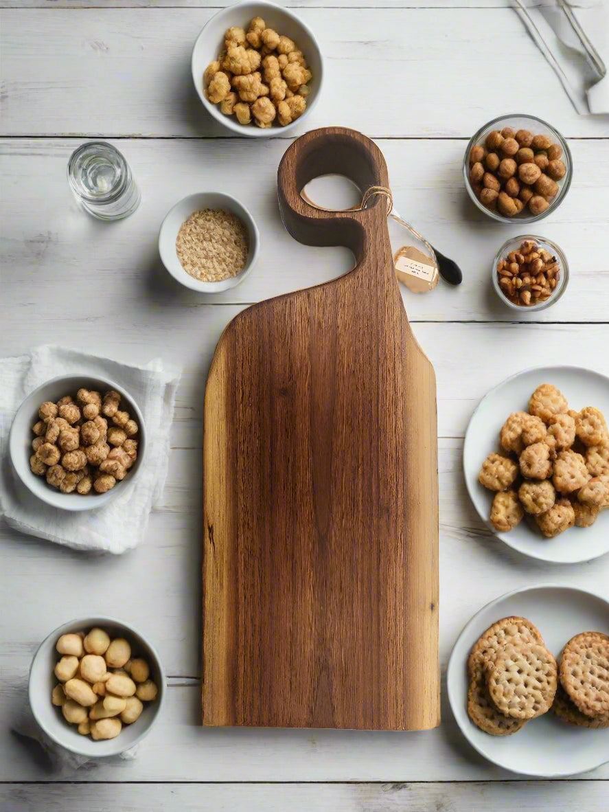 Rustic Decor Live Edge Black Walnut Board with Handle – Elegant Serving & Display