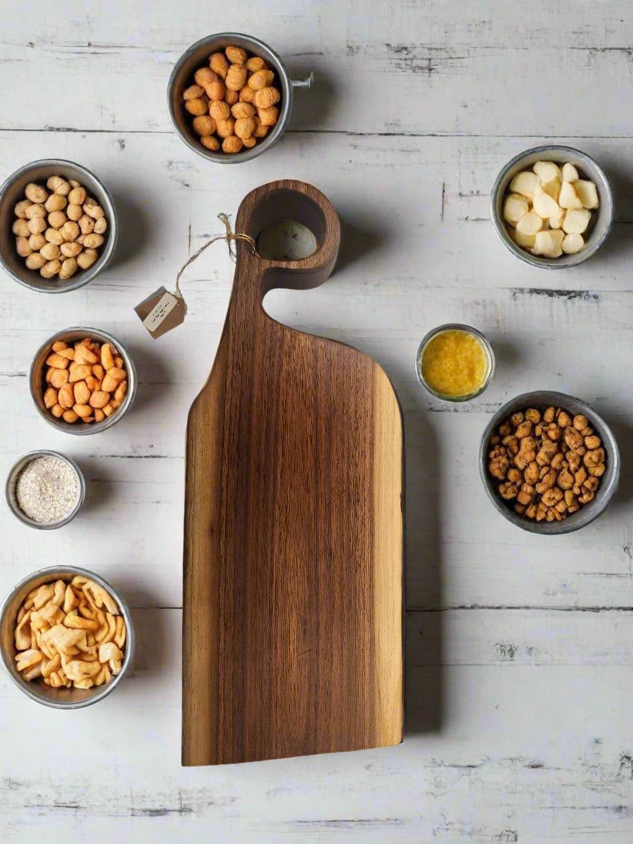 Rustic Decor Live Edge Black Walnut Board with Handle – Elegant Serving & Display