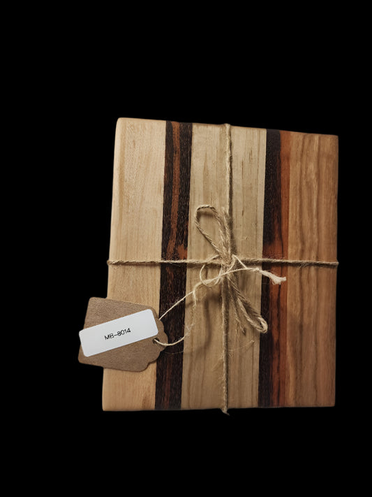 Handcrafted Mini Cutting Board | Cherry, Tigerwood & Curly Maple | 5"x6"x3/4"