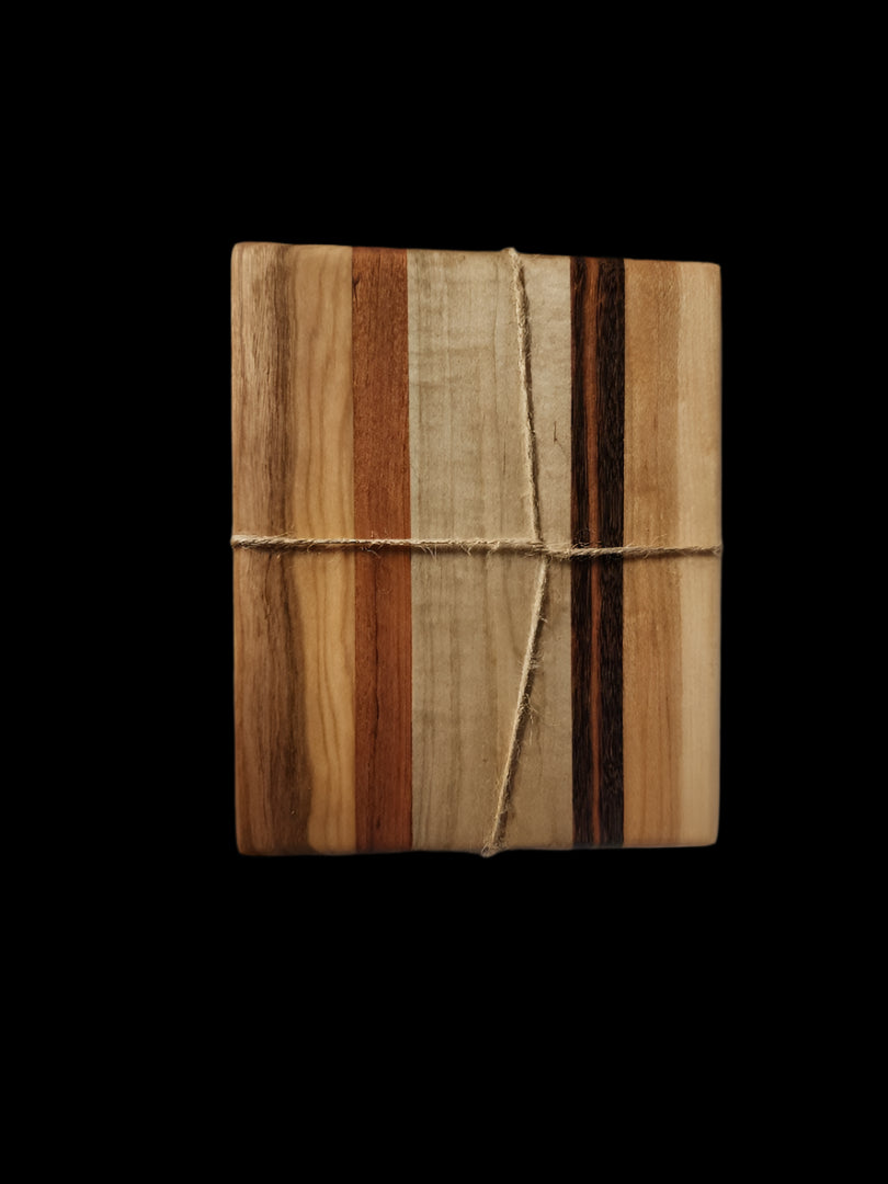 Handcrafted Mini Cutting Board | Cherry, Tigerwood & Curly Maple | 5"x6"x3/4"