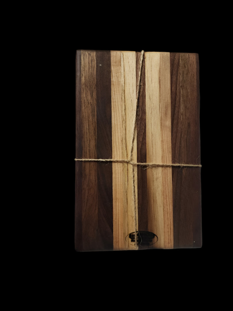 Handcrafted Compact Mini Cutting Board | Black Walnut, Teak & Maple | 6"x9 1/4"x3/4"