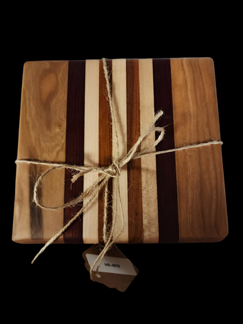 Handmade Cherry, Maple, Bloodwood & Canarywood Mini Cutting Board | Small Chopping Board