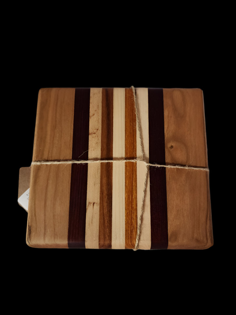 Handmade Cherry, Maple, Bloodwood & Canarywood Mini Cutting Board | Small Chopping Board