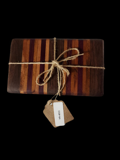 Handcrafted Black Walnut, Purple Heart & Mahogany Mini Cutting Board | Small Chopping Board