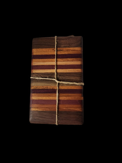 Handcrafted Black Walnut, Purple Heart & Mahogany Mini Cutting Board | Small Chopping Board