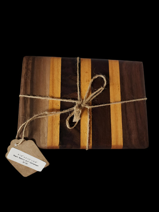 Handcrafted Black Walnut & Yellowheart Mini Cutting Board | Small Chopping Block