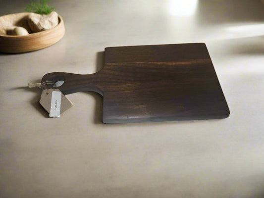 Black Walnut Mini Cutting Board with Handle – 6"x7"x¾" (11.25" Total)