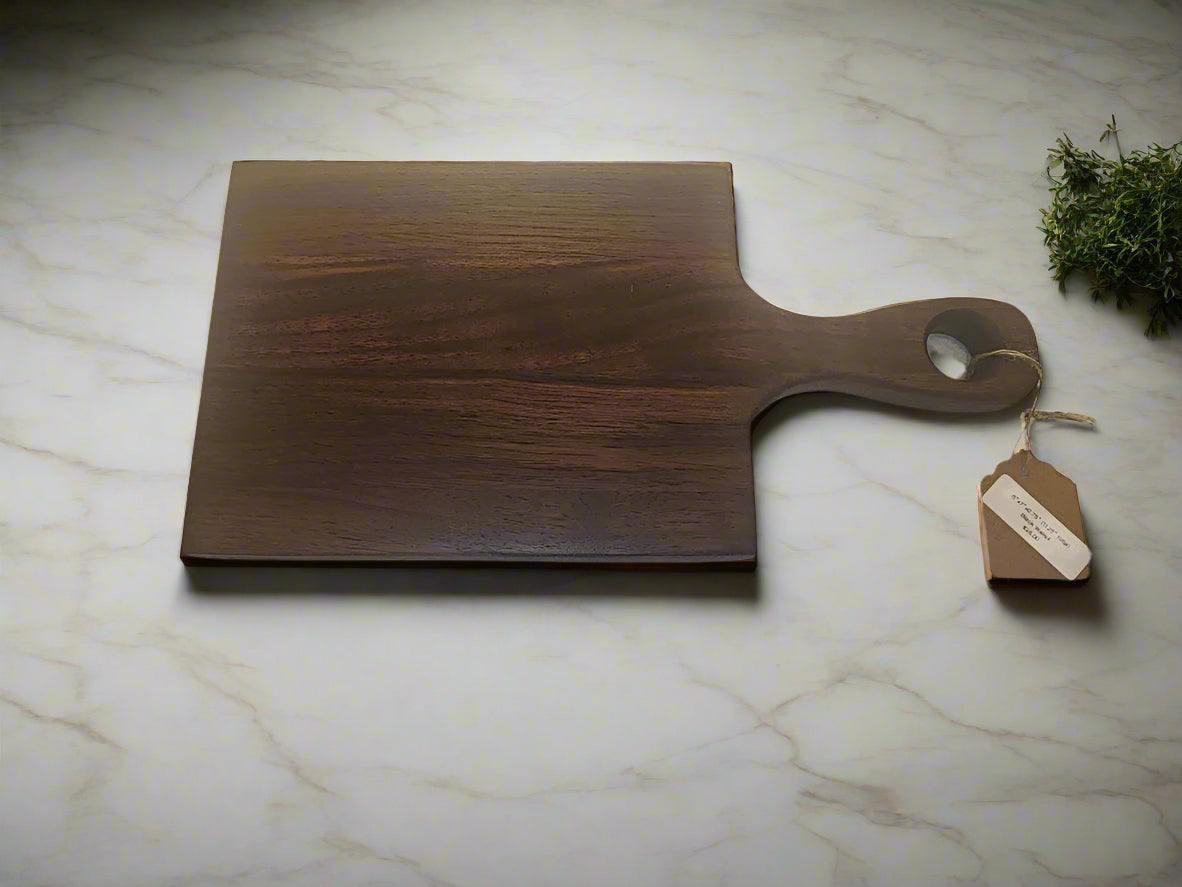 Black Walnut Mini Cutting Board with Handle – 6"x7"x¾" (11.25" Total)