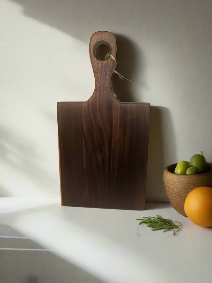 Black Walnut Mini Cutting Board with Handle – 6"x7"x¾" (11.25" Total)