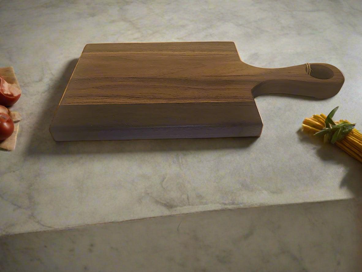 Cutting Board - Mini Black Walnut with Handle, 6"x7" Stylish & Handcrafted