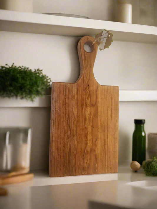 Cutting Board - Mini Cherry Hardwood with Handle, 6"x7.5", Handcrafted