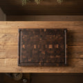 Mosaid end grain cutting board with juice groove