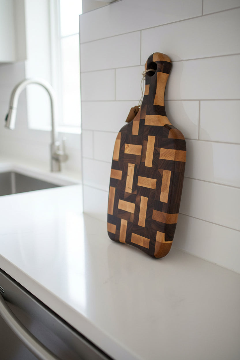 Natural Hard Maple and Black Walnut End Grain Cutting Board